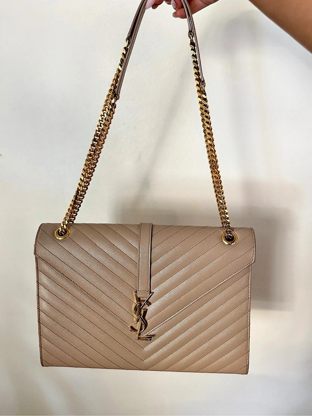 Saint Laurent College Monogram Medium Chain Bag in Brown